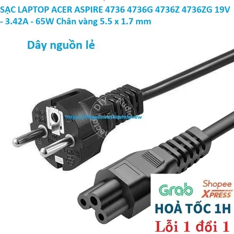 [Sạc zin] SẠC LAPTOP ACER ASPIRE 4736 4736G 4736Z 4736ZG 19V - 3.42A - 65W Chân vàng 5.5 x 1.7 mm PHỤ KIỆN LAPTOP