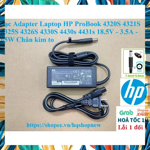 [Sạc zin] Sạc Adapter Laptop HP ProBook 4320S 4321S 4325S 4326S 4330S 4430s 4431s 18.5V - 3.5A - 65W Chân kim to PHỤ KIỆ