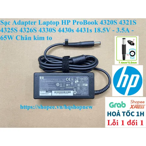 [Sạc zin] Sạc Adapter Laptop HP ProBook 4320S 4321S 4325S 4326S 4330S 4430s 4431s 18.5V - 3.5A - 65W Chân kim to PHỤ KIỆ