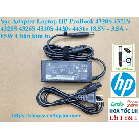 [Sạc zin] Sạc Adapter Laptop HP ProBook 4320S 4321S 4325S 4326S 4330S 4430s 4431s 18.5V - 3.5A - 65W Chân kim to PHỤ KIỆ