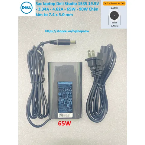 [Sạc zin] Sạc laptop Dell Studio 1535 19.5V - 3.34A - 4.62A - 65W - 90W Chân kim to 7.4 x 5.0 mm PHỤ KIỆN LAPTOP