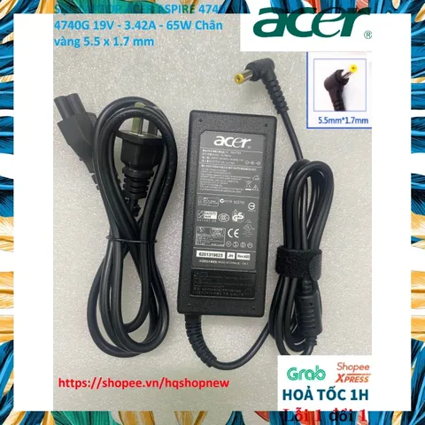 [Sạc zin] SẠC LAPTOP ACER ASPIRE 4740 4740G 19V - 3.42A - 65W Chân vàng 5.5 x 1.7 mm PHỤ KIỆN LAPTOP