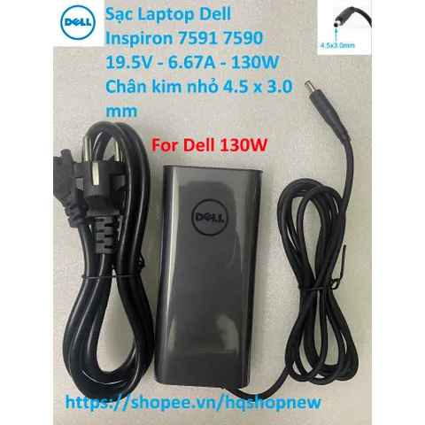 [Sạc zin] Sạc Laptop Dell Inspiron 7591 7590 19.5V - 6.67A - 130W Chân kim nhỏ 4.5 x 3.0 mm PHỤ KIỆN LAPTOP