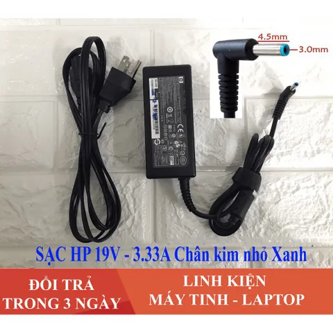 🔝 Sạc Laptop HP 19.5 - 3.33A Chân kim nhỏ (4.5mm x 3.0mm)  kèm dây nguồn