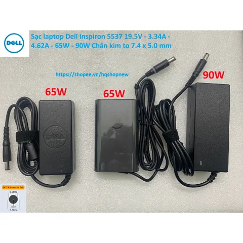 [Sạc zin] Sạc laptop Dell Inspiron 5537 19.5V - 3.34A - 4.62A - 65W - 90W Chân kim to 7.4 x 5.0 mm PHỤ KIỆN LAPTOP