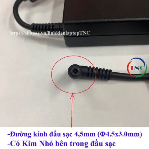 [Chân Nhỏ] thay cho Sạc Laptop MSI 20V - 6A - 120W Chân 4.5x3.0mm -Có Kim Nhỏ trong đầu sạc chân - đường kính 4.5mm PHỤ