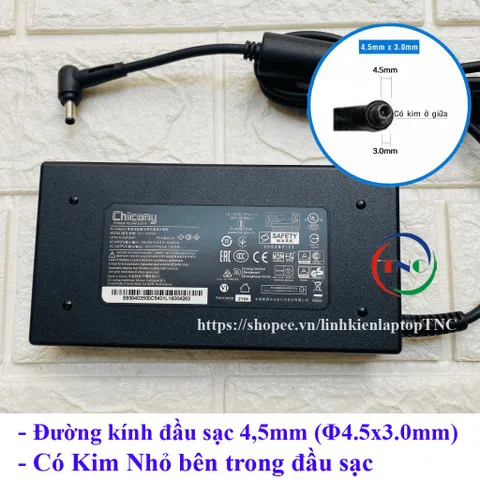 [Chân Nhỏ] thay cho Sạc Laptop MSI 20V - 6A - 120W Chân 4.5x3.0mm -Có Kim Nhỏ trong đầu sạc chân - đường kính 4.5mm PHỤ