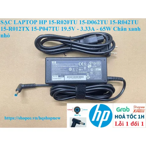 [Sạc zin] SẠC LAPTOP HP 15-R020TU 15-D062TU 15-R042TU 15-R012TX 15-P047TU 19.5V - 3.33A - 65W Chân xanh nhỏ PHỤ KIỆN LAP