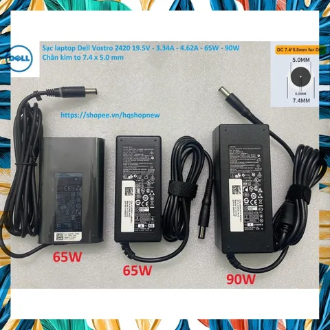 [Sạc zin] Sạc laptop Dell Vostro 2420 19.5V - 3.34A - 4.62A - 65W - 90W Chân kim to 7.4 x 5.0 mm PHỤ KIỆN LAPTOP