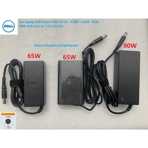 [Sạc zin] Sạc laptop Dell Vostro 2420 19.5V - 3.34A - 4.62A - 65W - 90W Chân kim to 7.4 x 5.0 mm PHỤ KIỆN LAPTOP
