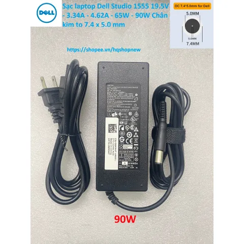 [Sạc zin] Sạc laptop Dell Studio 1555 19.5V - 3.34A - 4.62A - 65W - 90W Chân kim to 7.4 x 5.0 mm PHỤ KIỆN LAPTOP