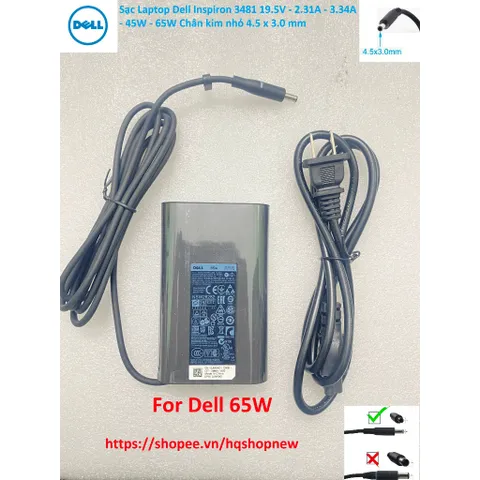 [Sạc zin] Sạc Laptop Dell Inspiron 3481 19.5V - 2.31A - 3.34A - 45W - 65W Chân kim nhỏ 4.5 x 3.0 mm PHỤ KIỆN LAPTOP