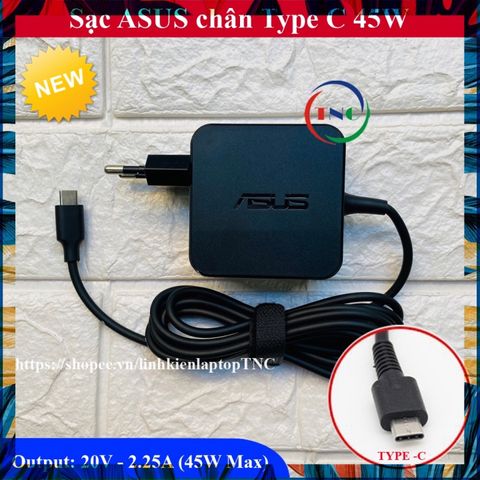 Sạc Laptop Asus 20V 2.25A 45W Chân C Type C USB C Chính Hãng - Phụ Kiện Laptop Mới 100% Chính Hãng, Bảo Hành 12 Tháng