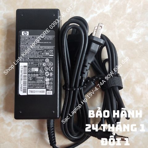 Sạc Laptop HP 19V-4.74A 90W Đầu Đạn Chất Lượng Cao Dành Cho HP Compaq 6535s, 6820s, 6515b - Bảo Hành 24 Tháng, Tặng Kèm Dây Nguồn
