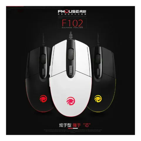 🔆 Chuột văn phòng chơi game F102 Led Rgb 3500Dpi Fmouse Ergonomic Đen Trắng có hỗ trợ phần mềm tuỳ chỉnh chuyên nghiệp