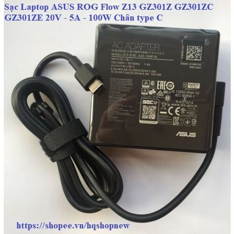 Sạc Laptop ASUS ROG Flow Z13 GZ301Z GZ301ZC GZ301ZE 20V 5A 100W - Phụ Kiện Chính Hãng USB Type-C An Toàn và Hiệu Quả