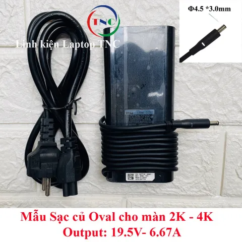Sạc Laptop Dell 130W Precision 5520 5510 5530 M3800 19.5V - 6.67A / 6.7A  chân tròn nhỏ 4.5x3.0mm PHỤ KIỆN LAPTOP