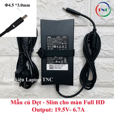 Sạc Laptop Dell 130W Precision 5520 5510 5530 M3800 19.5V - 6.67A / 6.7A  chân tròn nhỏ 4.5x3.0mm PHỤ KIỆN LAPTOP