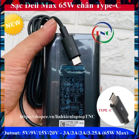 Sạc Laptop Dell 20V 3.25A 65W chân C type c - hàng mới PHỤ KIỆN LAPTOP