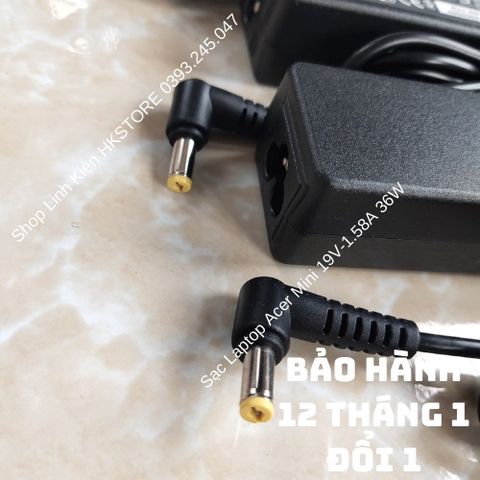 Sạc Laptop Acer Mini 19V-1.58A 36W - Dùng cho Acer One 10.1, 8.9, D257-1437, D257-1806 - Bảo Hành 12 Tháng, Tặng Dây Nguồn