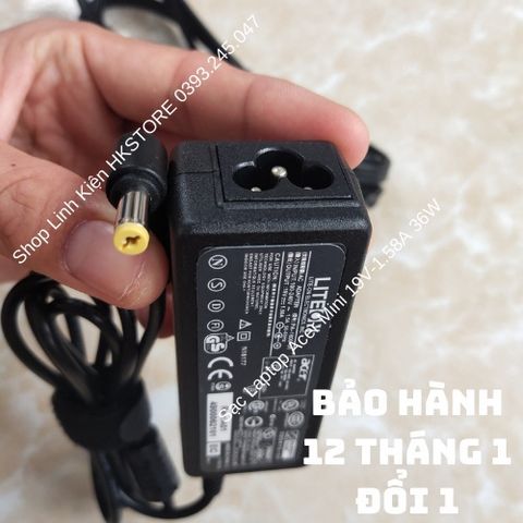 Sạc Laptop Acer Mini 19V-1.58A 36W - Dùng cho Acer One 10.1, 8.9, D257-1437, D257-1806 - Bảo Hành 12 Tháng, Tặng Dây Nguồn