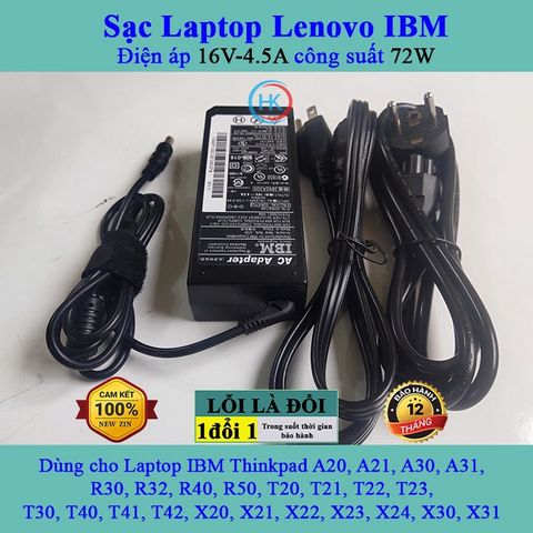 Sạc Laptop Lenovo 16V 4.5A 72W - Adapter Chính Hãng Dành Cho ThinkPad A20 A21 A30 R40 T20 T30 T40 T41 T42 X20 X21