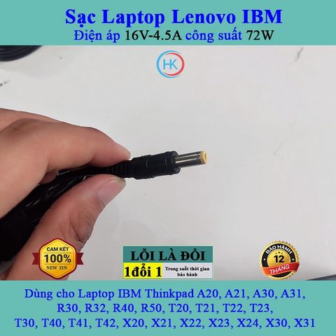 Sạc Laptop Lenovo 16V 4.5A 72W - Adapter Chính Hãng Dành Cho ThinkPad A20 A21 A30 R40 T20 T30 T40 T41 T42 X20 X21