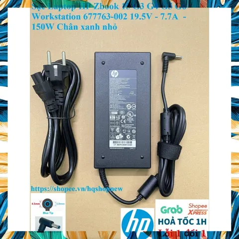 Sạc Laptop HP Zbook 15 G3 G4 G5 G6  Workstation 677763-002 19.5V - 7.7A  - 150W Chân xanh nhỏ PHỤ KIỆN LAPTOP