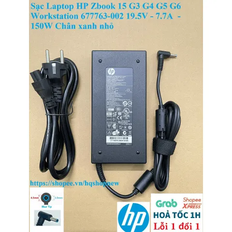 Sạc Laptop HP Zbook 15 G3 G4 G5 G6  Workstation 677763-002 19.5V - 7.7A  - 150W Chân xanh nhỏ PHỤ KIỆN LAPTOP