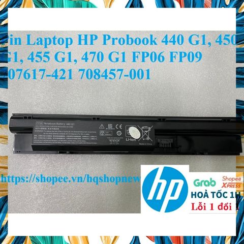 Pin Laptop HP Probook 440 G1, 450 G1, 455 G1, 470 G1 FP06 FP09 - 6 Cell Black Battery, Chính Hãng, Bảo Hành 100%