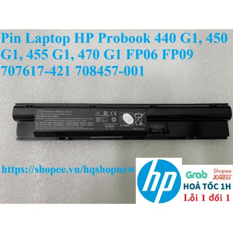 Pin Laptop HP Probook 440 G1, 450 G1, 455 G1, 470 G1 FP06 FP09 - 6 Cell Black Battery, Chính Hãng, Bảo Hành 100%