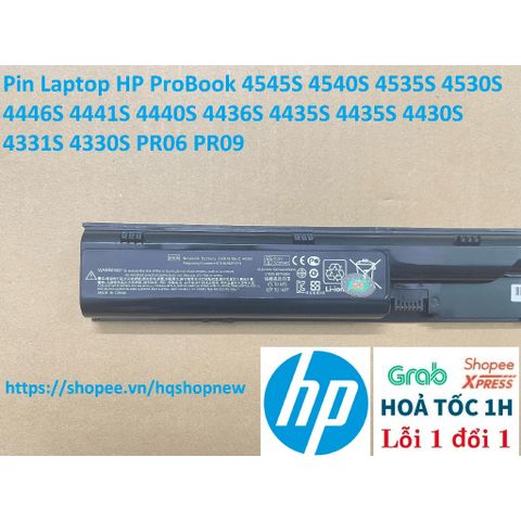 Pin Laptop HP ProBook 4545S 4540S 4535S 4530S 4446S 4441S 4440S 4436S 4435S PR06 PR09 - Pin Mới Chính Hãng 6 Cell, Màu Đen