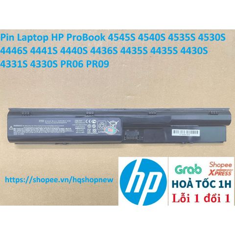 Pin Laptop HP ProBook 4545S 4540S 4535S 4530S 4446S 4441S 4440S 4436S 4435S PR06 PR09 - Pin Mới Chính Hãng 6 Cell, Màu Đen