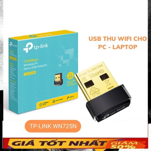 Bộ Chuyển Đổi USB Wifi TP-Link TL-WN725N - Tốc độ 150Mbps, Thiết Kế Nhỏ Gọn, Bảo Mật WPA/WPA2 - Phụ Kiện Mạng Chính Hãng