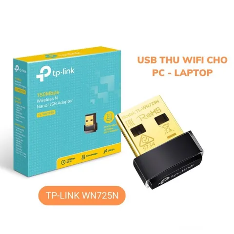Thiết Bị Wifi Usb TP-Link WN725N Nano - Tốc Độ 150Mbps, Kết Nối Không Dây Ổn Định Cho PC Laptop - Bảo Mật WPA/WPA2