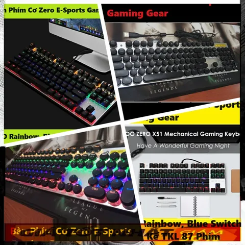 🔆 Sở Hữu Bàn Phím Cơ Zero E-Sports Gaming Gear TKL 87 / Fullsize 104 phím LED Rainbow, Blue Switch: Tạo Nên Sự Khác Biệ