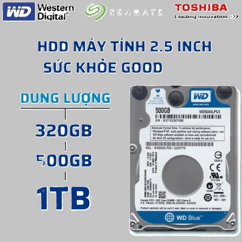 🔆 Nâng Cấp Dung Lượng Lưu Trữ với Ổ Cứng HDD Cũ 320Gb 500Gb 1TB - Chuẩn 2.5 Inch, Đa Dạng Các Dung Lượng sức khỏe GOOD