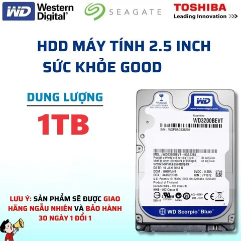🔆 Nâng Cấp Dung Lượng Lưu Trữ với Ổ Cứng HDD Cũ 320Gb 500Gb 1TB - Chuẩn 2.5 Inch, Đa Dạng Các Dung Lượng sức khỏe GOOD
