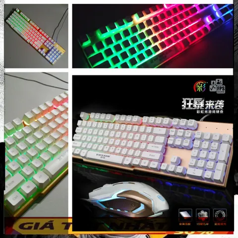 🔆 Sự Kết Hợp Hoàn Hảo Combo Bàn Phím Chuột Gaming EWEADN K006 ( TRẮNG ) Giả Cơ LED 7 mầu Giả Cơ LED RGB Chống Nước - Sứ