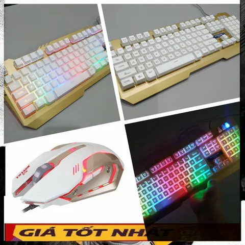 🔆 Sự Kết Hợp Hoàn Hảo Combo Bàn Phím Chuột Gaming EWEADN K005 ( Trắng ) Giả Cơ LED 7 mầu Giả Cơ LED RGB Chống Nước - Sứ