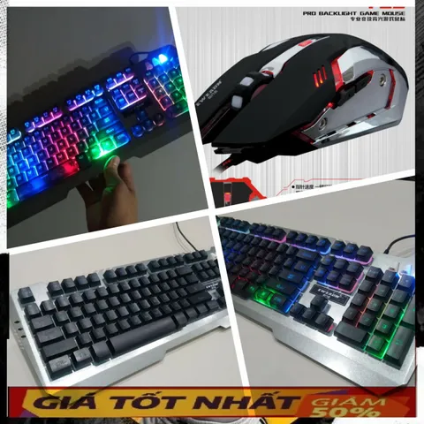🔆 Sự Kết Hợp Hoàn Hảo Combo Bàn Phím Chuột Gaming EWEADN K005 ( Đen ) Giả Cơ LED 7 mầu Giả Cơ LED RGB Chống Nước - Sức