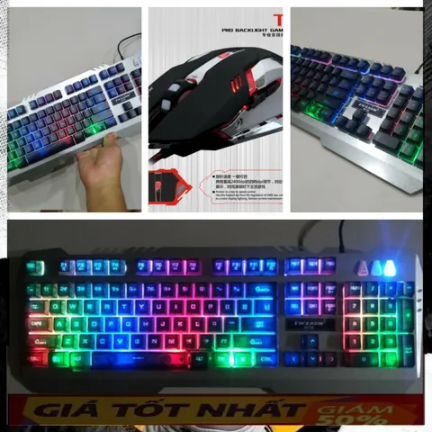 🔆 Combo Siêu Phẩm Bàn Phím Chuột Gaming EWEADN K005 ( Đen ) Giả Cơ LED 7 mầu RGB Chống Nước - Sức Mạnh Cho Mọi Nhu Cầu