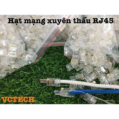 Combo 100 Hạt Cắm Mạng Xuyên Thấu RJ45 - Phụ Kiện Mạng Giá Rẻ, Chất Lượng Cao, Dùng Cho Cáp Cat.5e, Cat.6, Cắt Gọn Dễ Dàng
