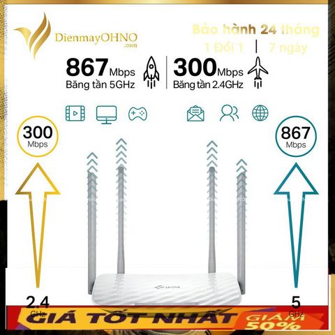 Bộ Phát Wifi Kép TP-Link Archer C50 AC1200M - Tốc Độ Nhanh 2.4GHz 300Mbps & 5GHz 867Mbps cho Gia Đình và Văn Phòng