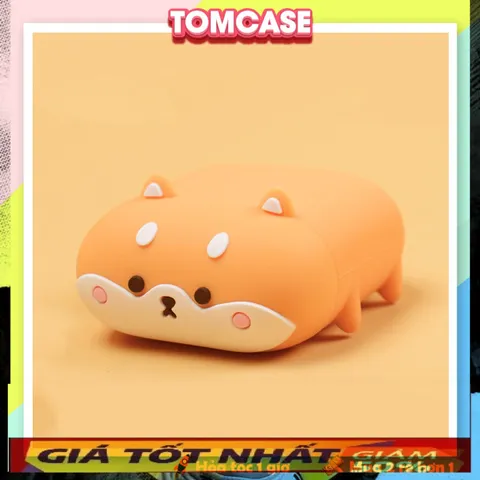 🔜 [ ᴄᴀꜱᴇ ᴀɪʀᴘᴏᴅ ] Case Airpod Vỏ Bọc Airpods ( Cún Shiba Inu Nằm ) Cho Hộp Sạc Tai Nghe AirPods 1 2 PRO Bằng Silicon Dẻ