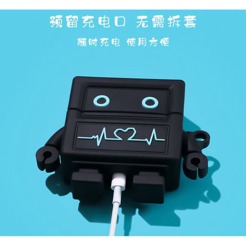 Vỏ Bọc Tai Nghe Không Dây ROBOT Đen Silicon - Hộp Sạc Airpods 1 2 I11 I12 I100 - Phụ Kiện Dễ Thương Cho Tai Nghe