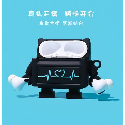 Vỏ Bọc Tai Nghe Không Dây ROBOT Đen Silicon - Hộp Sạc Airpods 1 2 I11 I12 I100 - Phụ Kiện Dễ Thương Cho Tai Nghe