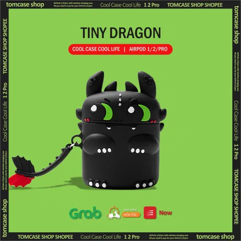 🔜 [ ᴄᴀꜱᴇ ᴀɪʀᴘᴏᴅ ] Case Airpod Vỏ Bọc Airpods ( RỒNG FURY Đen ) Cho Hộp Sạc Tai Nghe AirPods 1 2 Pro Bằng Silicon Dẻo Si