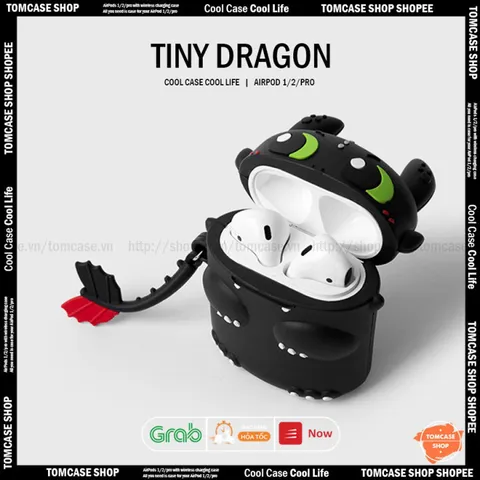 🔜 [ ᴄᴀꜱᴇ ᴀɪʀᴘᴏᴅ ] Case Airpod Vỏ Bọc Airpods ( RỒNG FURY Đen ) Cho Hộp Sạc Tai Nghe AirPods 1 2 Pro Bằng Silicon Dẻo Si