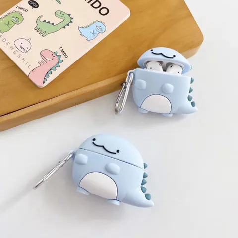 🔜 [ ᴄᴀꜱᴇ ᴀɪʀᴘᴏᴅ ] Case Airpod Vỏ Bọc Airpods ( Khủng long xanh béo ) Cho Hộp Sạc Tai Nghe AirPods 1 2 Bằng Silicon Dẻo